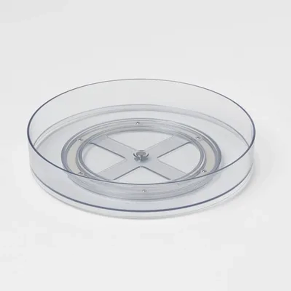 11" Low Plastic Lazy Susan Turn Table Clear - Brightroom™: Kitchen Cabinet Organizer, Polyethylene, Stainless Steel