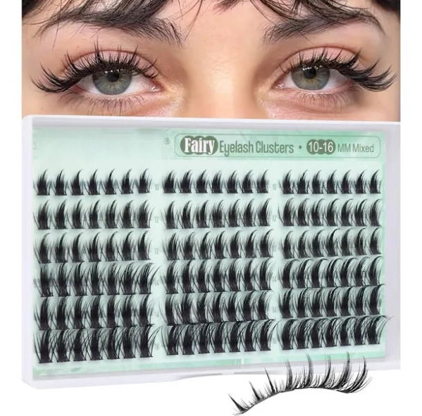 Fairy Lash Clusters Spiky Cluster Eyelash Extensions Anime Individual Lashes Wispy Clean Beauty 126pcs On-the-go Pack (10-16mm C-curly)
