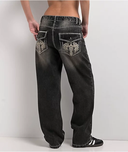 Ninth Hall Idle Chapel Black Wash Straight Leg Jeans