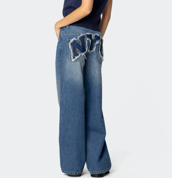 Edikted Women's NYC Washed Low Rise Jeans
