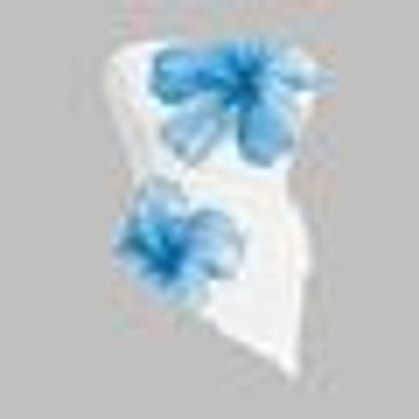 Women's Casual Blue Lily Print Asymmetric Hem Tube Top, Suitable For Summer, Beach, Music Festivals, Spring Break, Vacations, Summer Miami Girl Vibes Flower Tube Top Strapless Shirt Summer Tops Strapless Hibiscus Tube Top Floral Tube Top Strapless Top, Back To School Suitable For Going Out