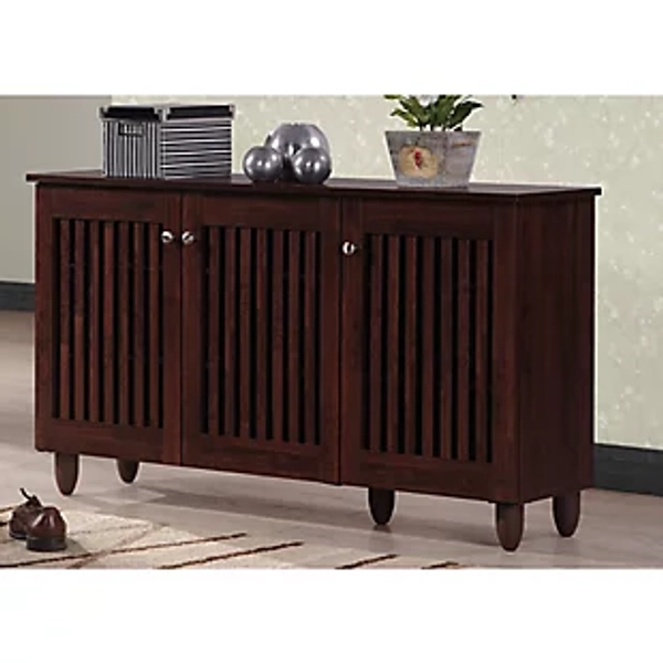 Baxton Studio Fernanda 3-Door Wide Shoe Storage Cabinet