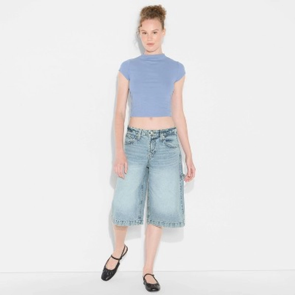 Women's Low-Rise Denim Skater Shorts - Wild Fable™ Light Wash 00