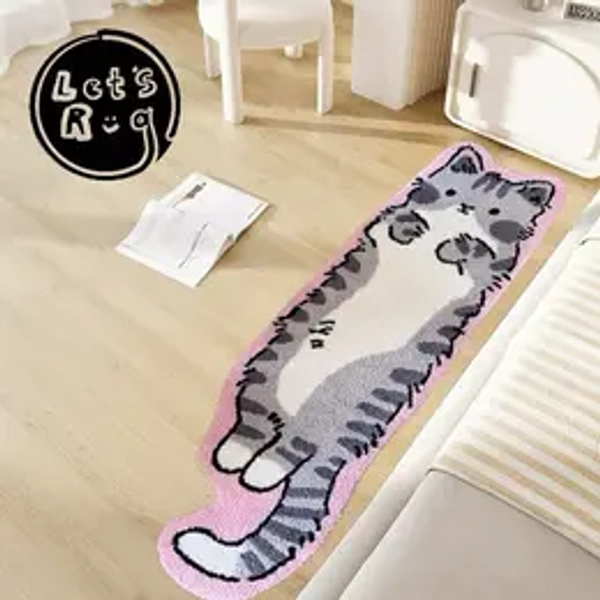 Let's Rug Cute Cat Tufted Rug 20"x60" Non-Slip Soft Polyester Animal Pattern Bedrooms & Living Rooms Fun Cat Design Runner Carpets Indoor Decor