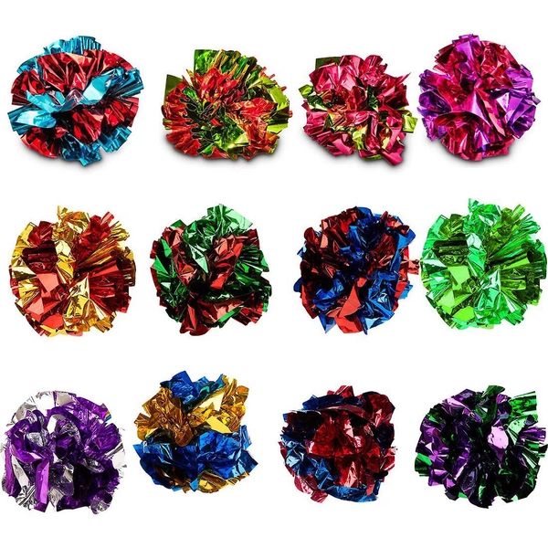 SunGrow Kitty Crinkle Balls Indoor Cat Toy, 12 count