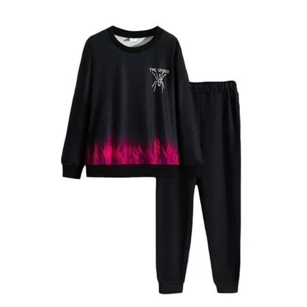 7y Big Boys Spider Print Long Sleeve Round Neckline Top Pants