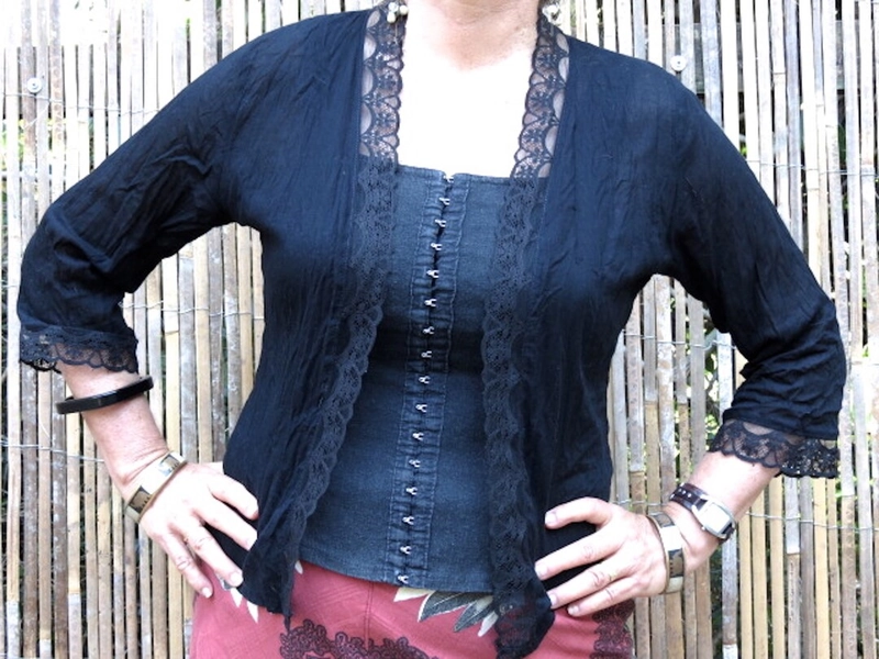 Cotton Kebaya Style Top With Lace Trim and 3/4 Sleeves,summer Evening Cover-up. - Etsy Australia