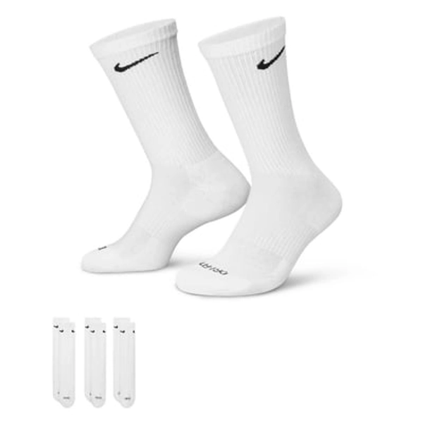 Men's Nike 3-Pack Everyday Plus Dri-FIT Cushion Crew Training Socks, Size: 8-12, White