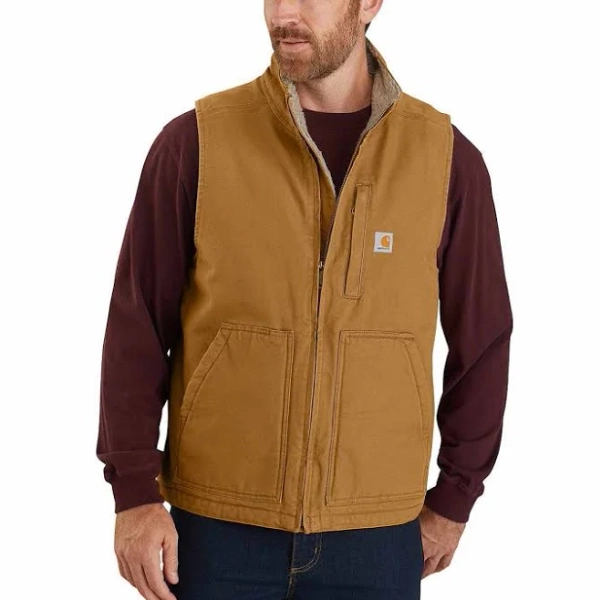 Carhartt Men's Washed Duck Sherpa Lined Mock Neck Vest