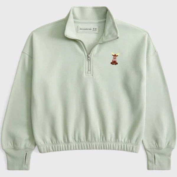 Abercrombie Kids Girls Graphic Quarter-Zip Sweatshirt