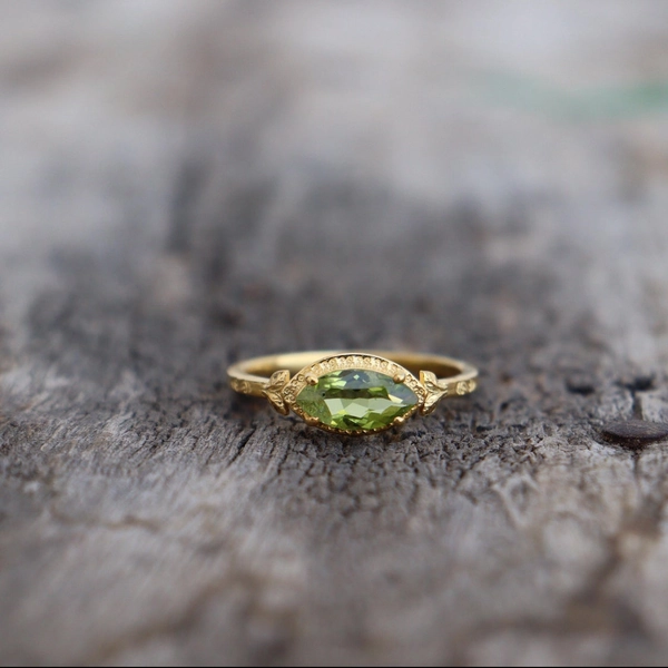 Peridot Ring, Women's Ring, 18k Gold Plated 925 Sterling Silver Handmade Ring, Engagement Ring, Anniversary Ring, Promise Gift For her