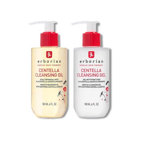 Duo double nettoyage visage : huile démaquillante et gel nettoyant