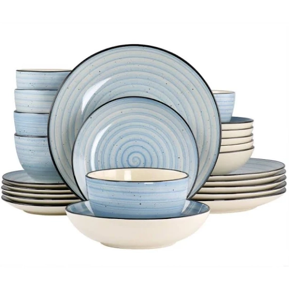 Elama Gia 24 Piece Round Stoneware Dinnerware Set