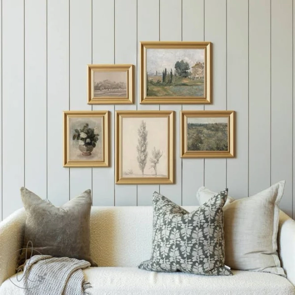 Elegant Nature-Inspired Gallery Wall Art Set No Frame / Raw Canvas Set 5