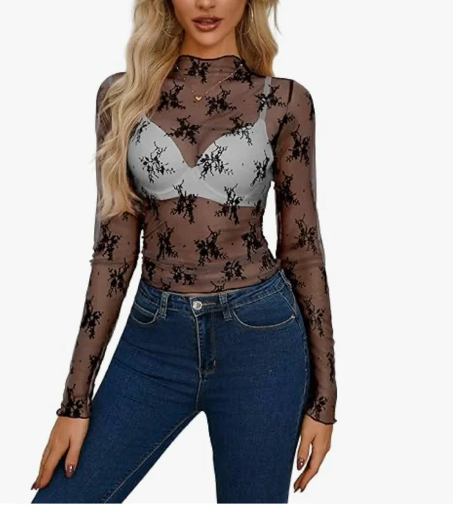 Black lace long sleeve under neath