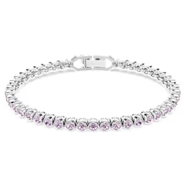 Imber Emily Tennis bracelet, Round cut, Purple, Rhodium plated