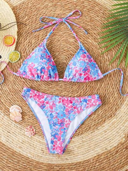 SHEIN Swim 2pcs/Set 2025 Halter Bikini Set, Simple And Fashionable, Suitable For Summer