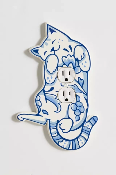 Delft Cat Shaped Resin Switch Plate- Toggle light switch