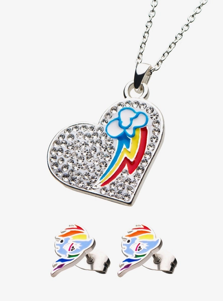 My Little Pony Rainbow Dash Rhinestone Necklace & Earring Set