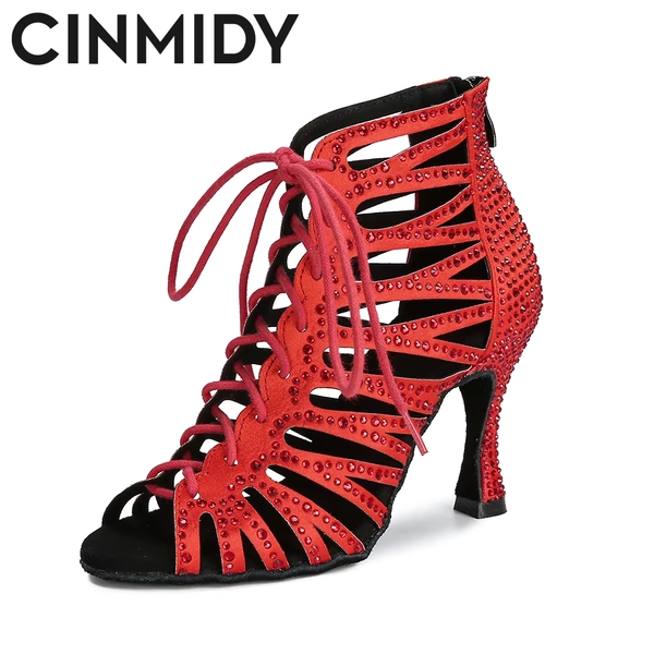 CINMIDY Black Dance Shoes For Women Tango Salsa Latin Dance Shoes Cuban Heel Ballroom Dance Boots Red Party Shoes For Dancing - AliExpress 201768104