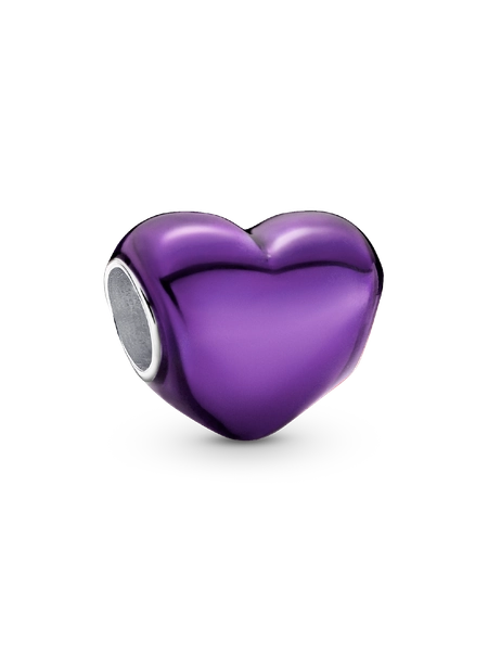 Charm Cuore Metallico Viola