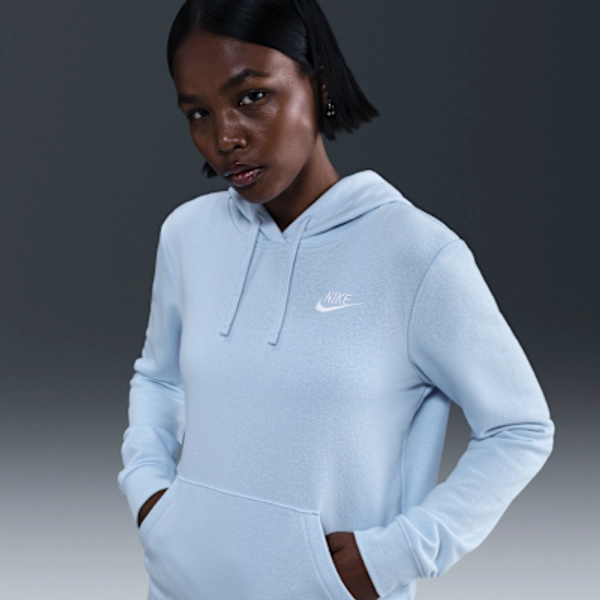 Nike Sportswear Club Fleece Women's Pullover Hoodie - Celestine Blue/White - Size XS