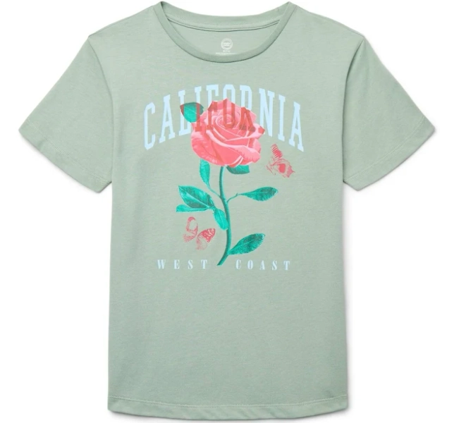 Wonder Nation Girls California Rose Graphic Tee