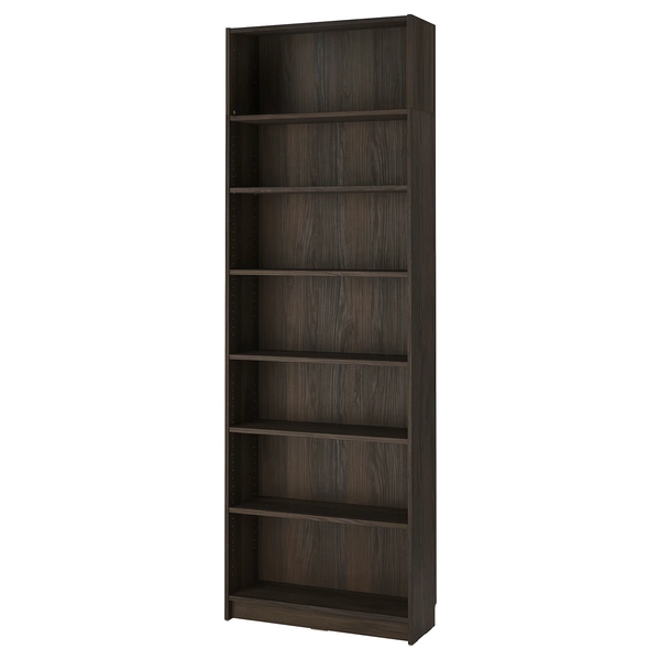 BILLY Bookcase with height extension unit - dark brown oak effect 31 1/2x11x93 1/4 "