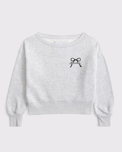 off-the-shoulder graphic crew sweatshirt
