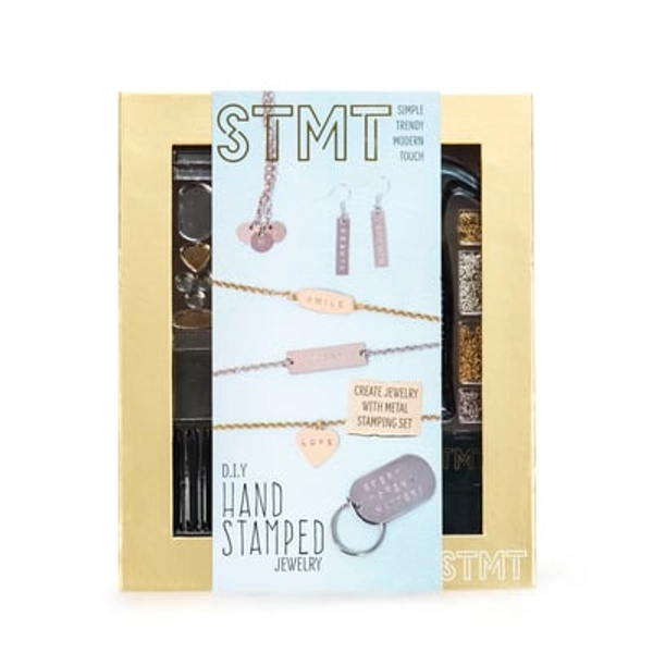 DIY Hand Stamped Metal Jewelry Kit - STMT: Aluminum & Steel Stamping Kit, Jewelry Craft Activity, 71 Pieces