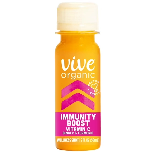 Vive Organic Immunity Boost Shot, Vitamin C, Ginger and Turmeric Wellness Shot, 2 fl oz Bottle