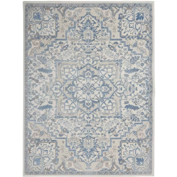Nourison Elation Bohemian Medallion Indoor Rug Ivory Blue 5'3" x 7'3"