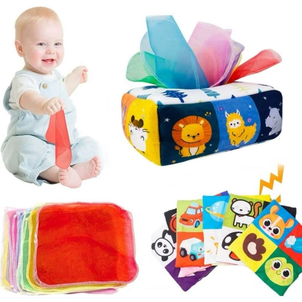 Brinquedo Sensorial Caixa De Tecido Para Bebês De 6-12 Meses Educacional Montessori | Shopee Brasil