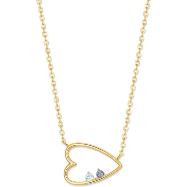 Custom Heart Necklace with Kids Birthstones