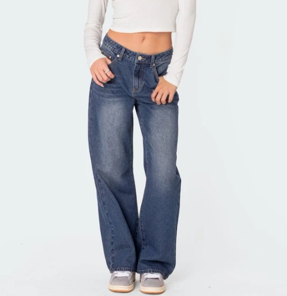 Edikted Women's Karie Relaxed Mid Rise Jeans