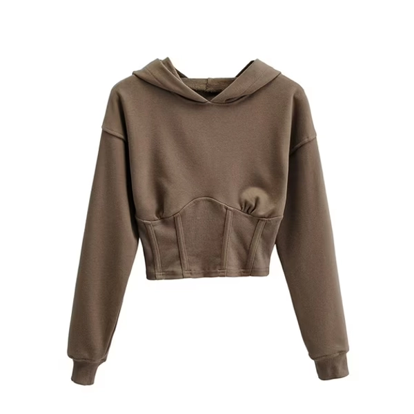 BYOIMUD Oversized T Shirts Solid Color Pullover Crops Tops Gifts for Women Teen Girls Trendy Clothing Womens Fall Fashion Long Sleeve Shirts Crewneck Sweatshirts Coffee S