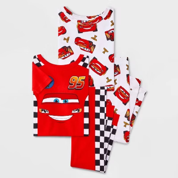 Toddler Boys' 4pc Snug Fit Cars Cotton Pajama Set - Red/Ivory 2T