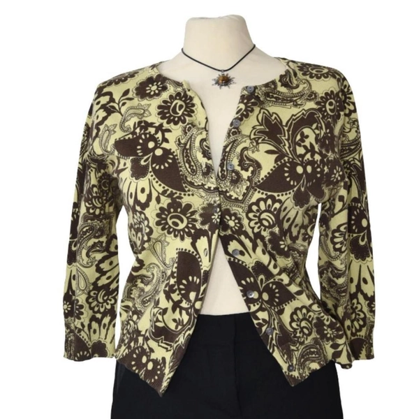 vintage little paisley floral cardigan — artsy boho...