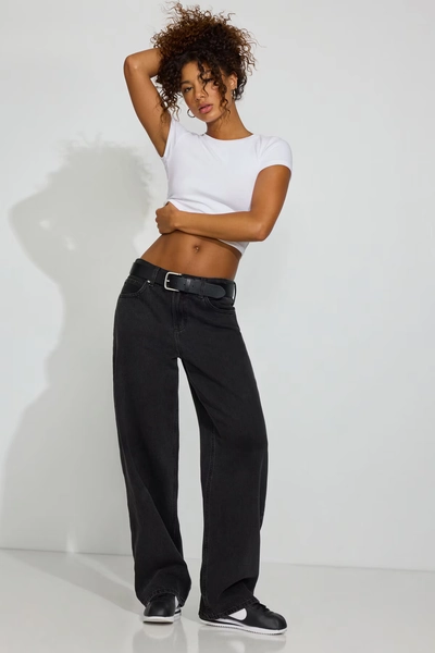 washed black Low Rise Baggy Jeans