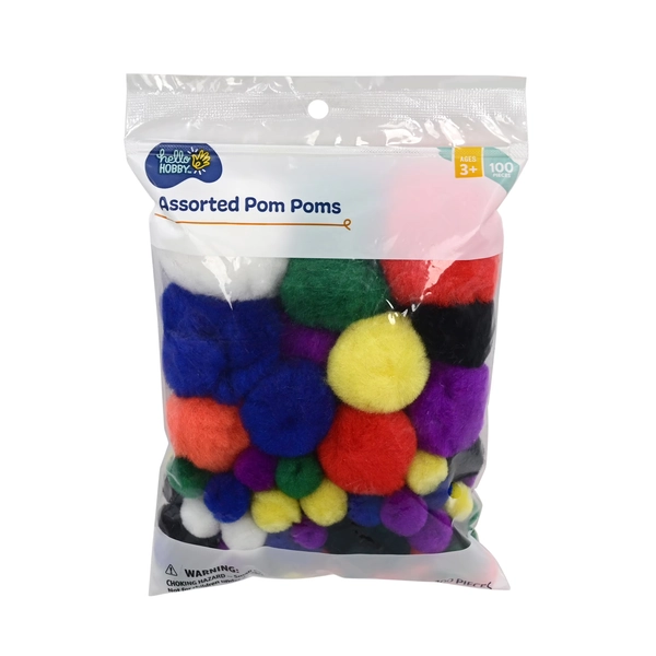 Hello Hobby Multicolor Rainbow Pom Poms, 100 Piece - Walmart.com
