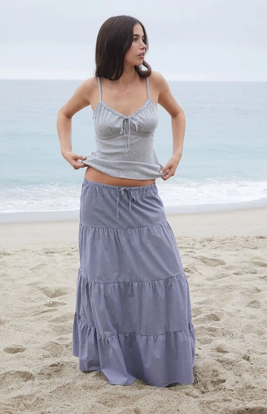 Blue Gingham Nadia Maxi Skirt
