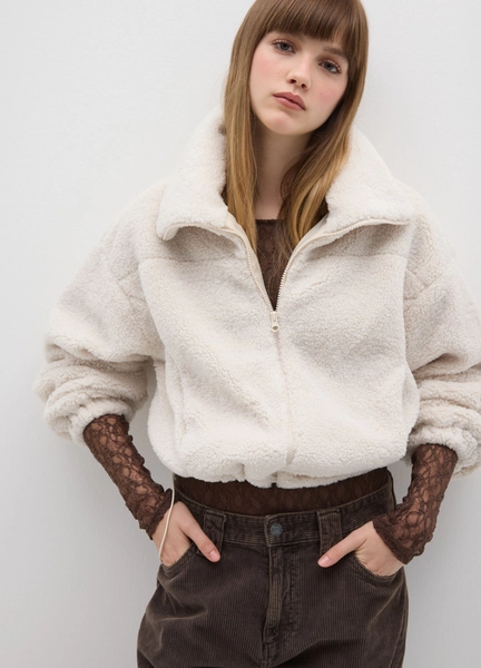 Giacca in sherpa beige regular fit