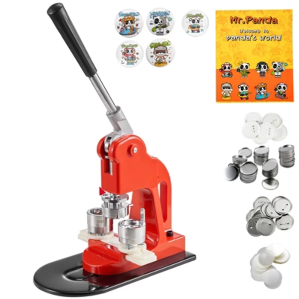 VEVOR Button Maker Machine, 25mm (1 inch) Badge Punch Press Kit, Children DIY Gifts Pin Maker, Button Making Supplies, Orange