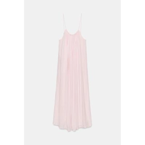 Zara - Voluminous Gauze Midi Dress - Bubble Gum - L - Woman