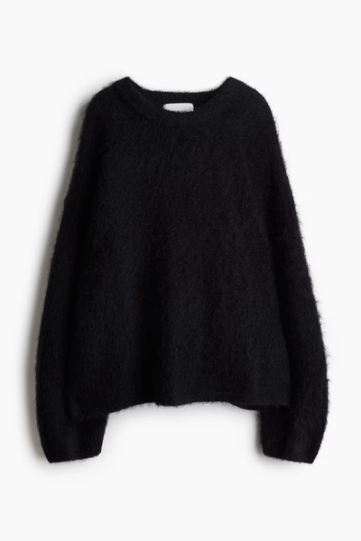 Oversized mohair-blend jumper - Black