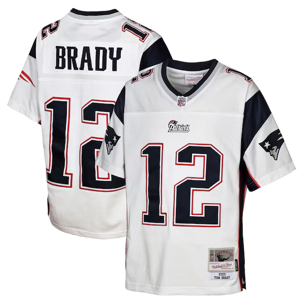 Youth New England Patriots Tom Brady Mitchell & Ness White 2000 Legacy Replica Jersey