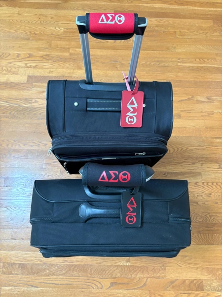 Delta luggage wraps - Delta Sigma Theta luggage handle cushions - Delta Sigma Theta  - Red and Black Neoprene wraps
