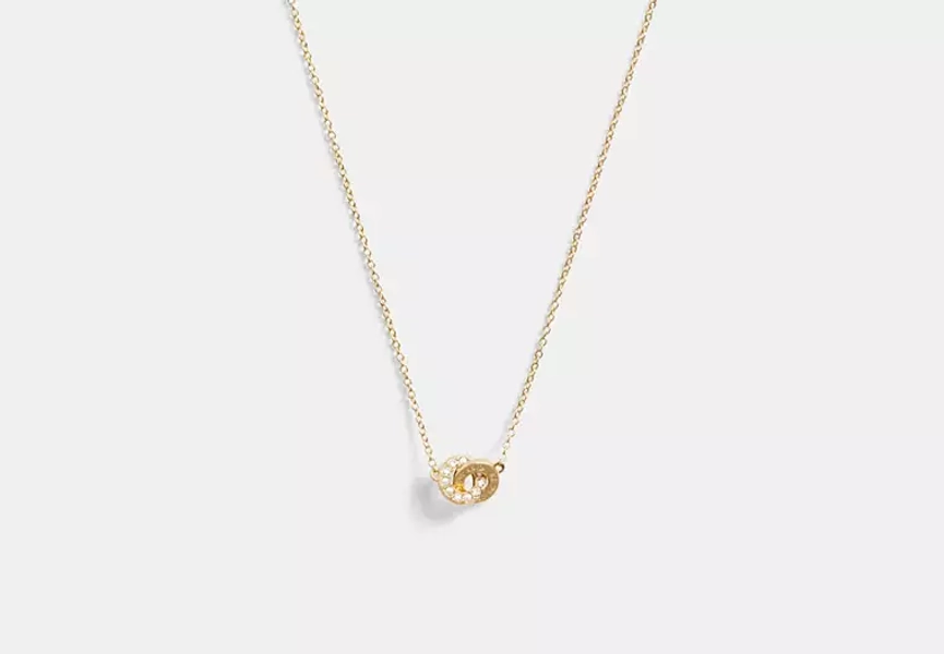 Gold/Pearl Interlocking Open Circle Pearl Pendant Necklace