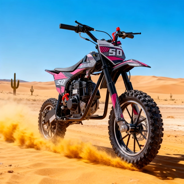 50cc 4-stroke Gasoline-powered Off-road Motorcycle With Off-road Tires, Suspension, Disc Brakes, Maximum Load 165Lbs, Speed Up To 25Mph, Suitable For Outdoor And Off-road Riding, Without Battery