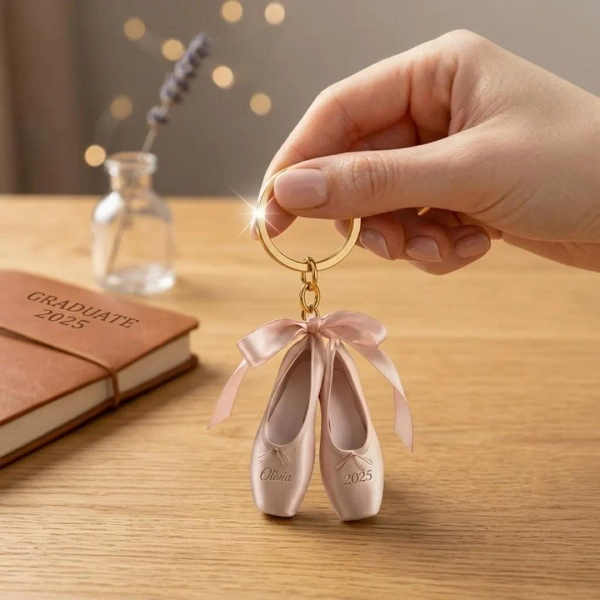 Personalized Ballet Shoes Keychain Class of Graduation Gift Custom Name Olivia Pointe Shoes Keyring Ballerina Keepsake Bag Charm - Etsy